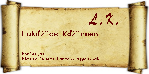 Lukács Kármen névjegykártya